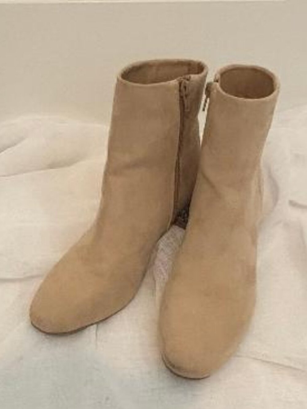 Sugar Snake Heel Beige Suede Feel Ankle Boots 7M